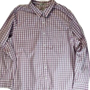 L.L. Bean Shirt Mens XL Purple‎ Gingham Check Button Down Wrinkle Free Non Iron